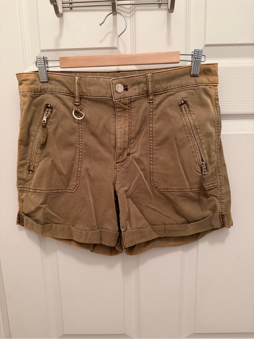 White House Black Market Olive-Tan Roll-Hem Cargo Shorts